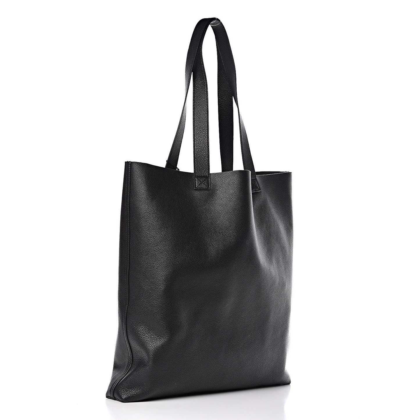 Calfskin Mens Logo Vertical Shopping Tote Black
