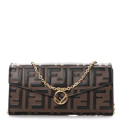 Fendi Vitello Soft F is Bi-Color FF 1974 Embossed Continental Envelope Wallet On Chain Maya Black 1 of 12