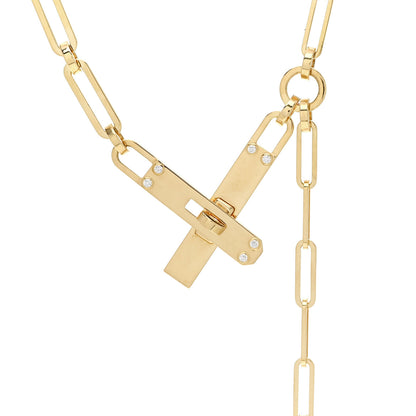 Hermes 18K Yellow Gold Diamond PM Kelly Chaine Lariat Necklace ST 4 of 6
