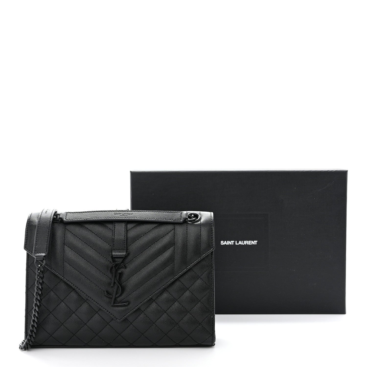 Saint Laurent SAINT LAURENT Grain De Poudre Textured Mixed Matelasse Triquilt Medium Monogram Monochrome Satchel Black 11 of 11