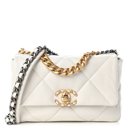 Chanel Goatskin Quilted Medium Chanel 19 Flap White 1 of 10