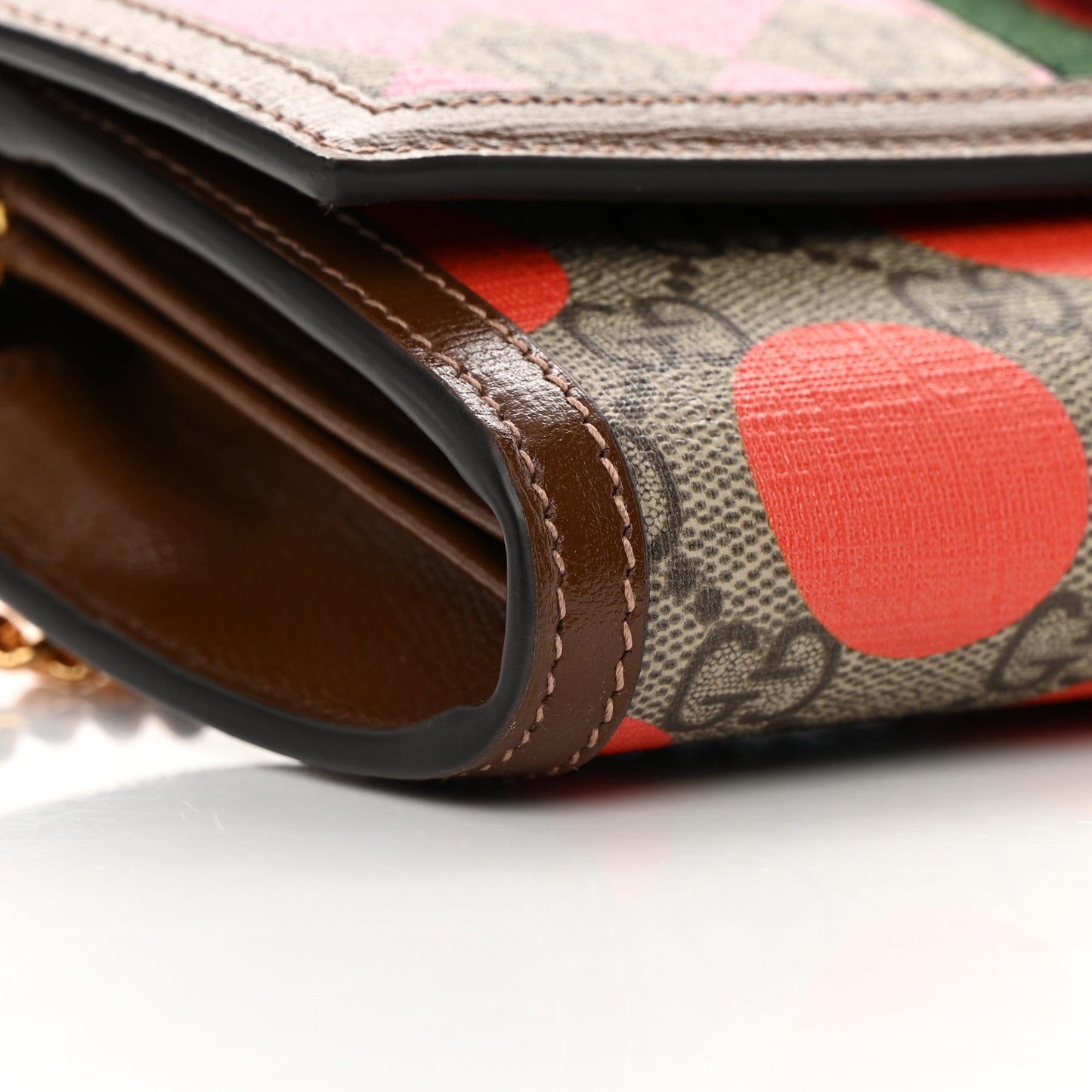 GG Supreme Monogram Geometric Web Jackie 1961 Chain Wallet Beige Multicolor Brown Sugar