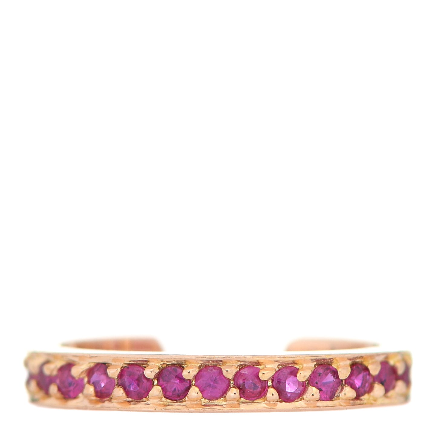18K Rose Gold Ruby Single Row Ear Cuff Earring