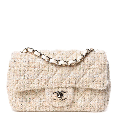 Chanel Tweed Quilted Mini Rectangular Flap Off White 1 of 15