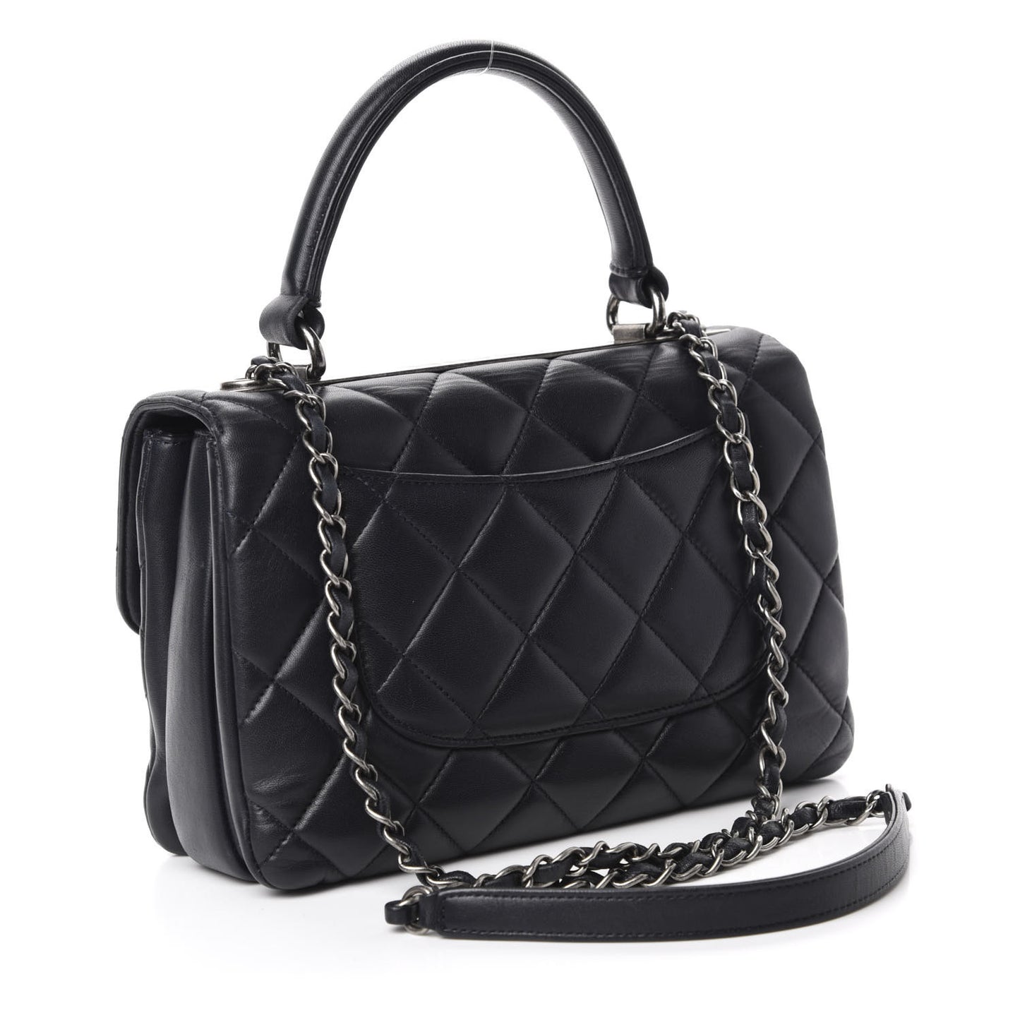 Lambskin Quilted Small Trendy CC Dual Handle Flap Bag Navy