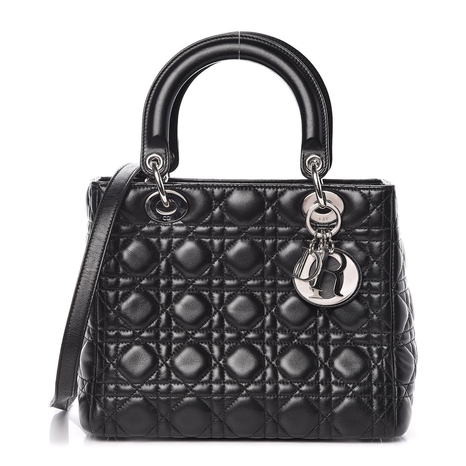 Christian Dior Lambskin Cannage Medium Lady Dior Black 1 of 12
