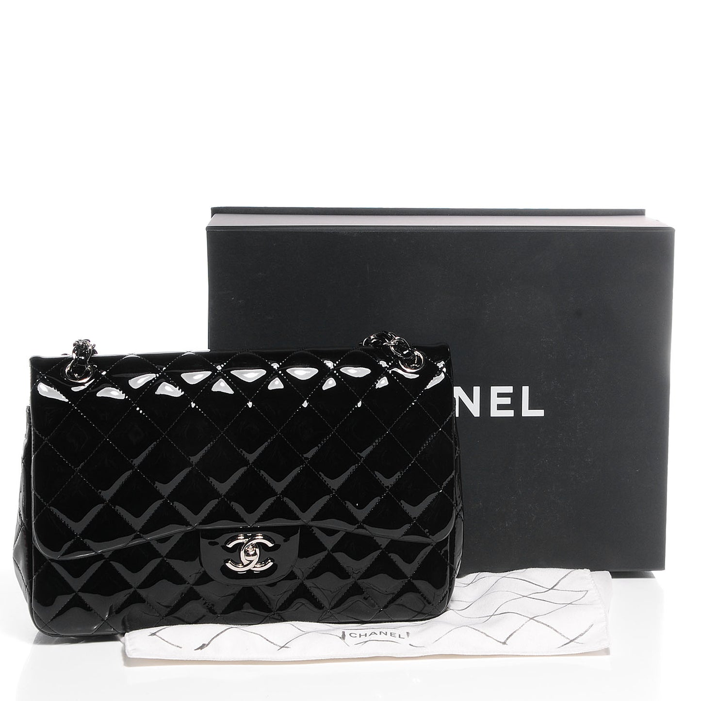 Patent Jumbo Double Flap Black
