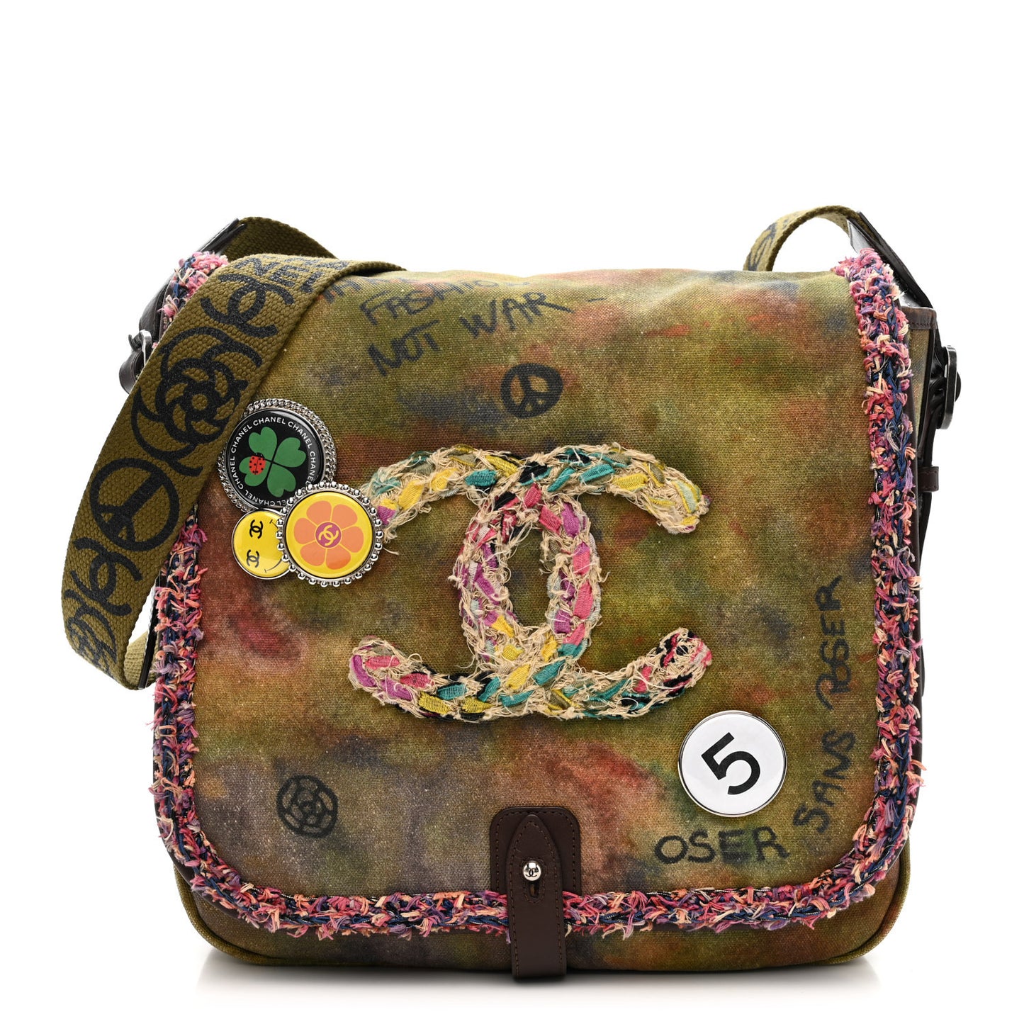 Washed Toile Graffiti On The Pavements Messenger Khaki Multicolor