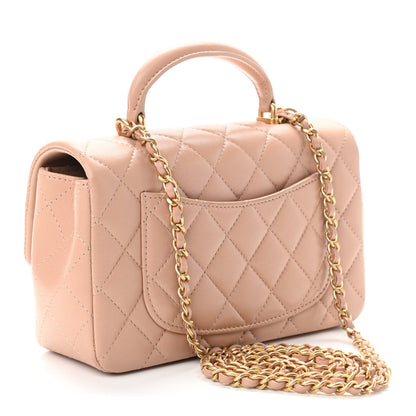 Chanel Lambskin Quilted Mini Top Handle Rectangular Flap Beige 3 of 11