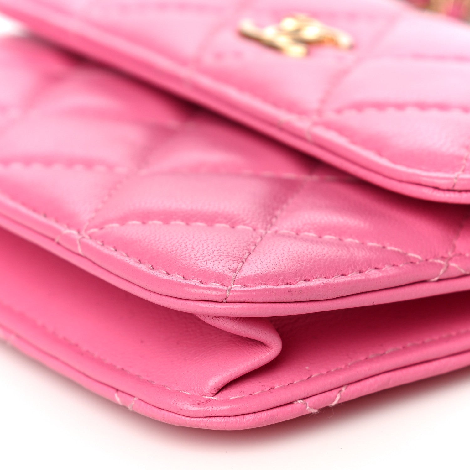 Chanel Lambskin Quilted Pearl Crush Clutch With Chain Pink 11 of 11