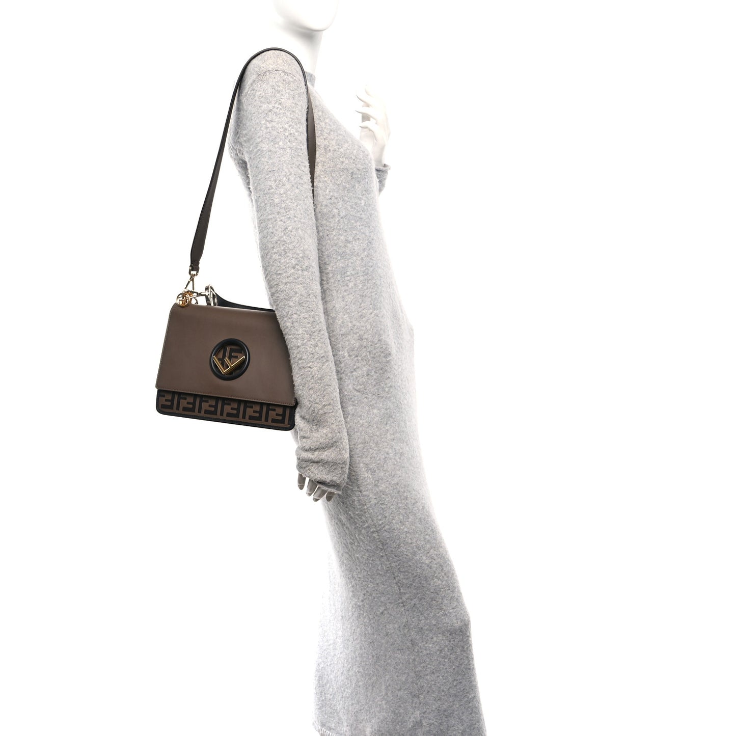 Vitello Century F is Fendi Bi-Color FF 1974 Embossed Kan I Shoulder Bag Maya Black