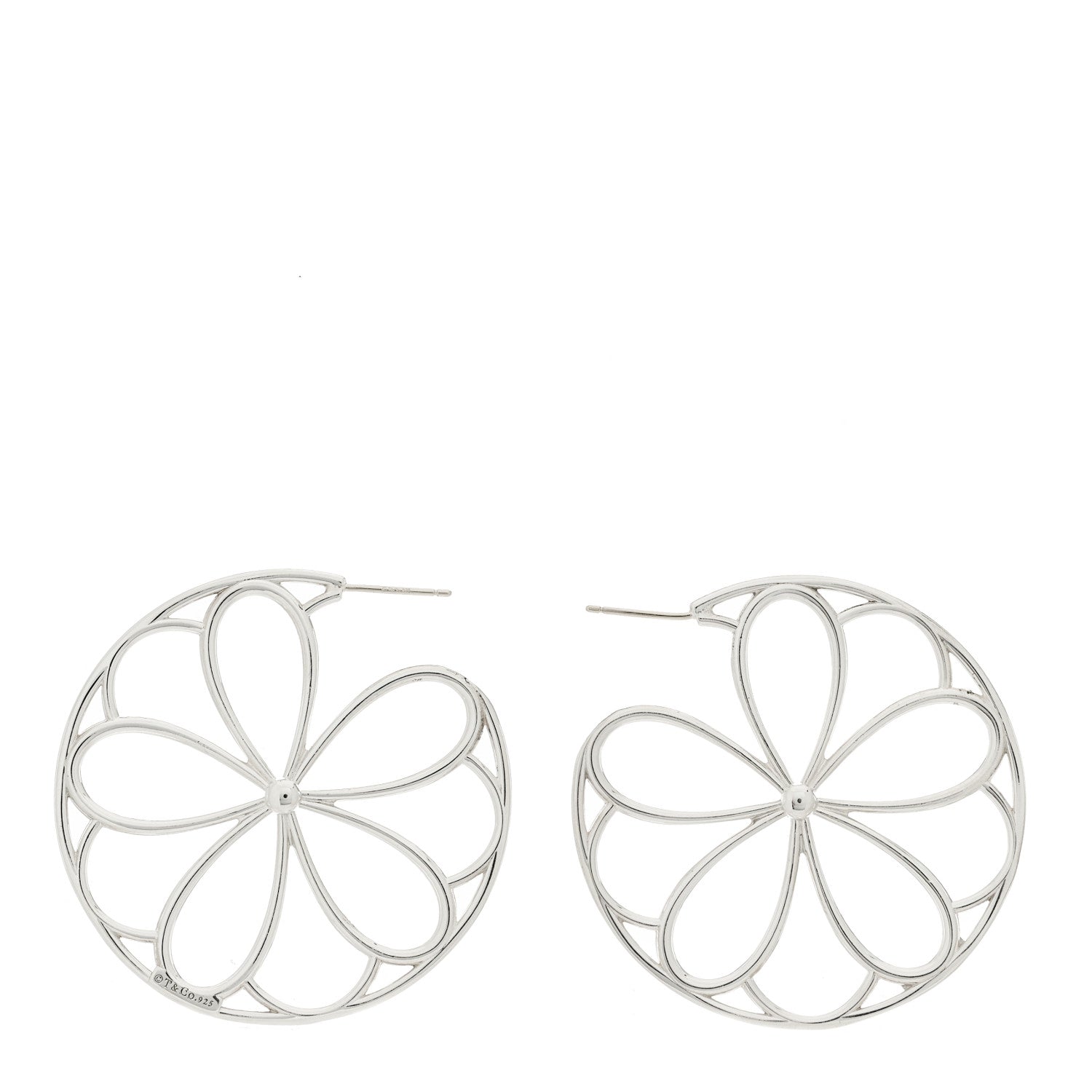 Tiffany Sterling Silver Daisy Hoop Earrings 1 of 4