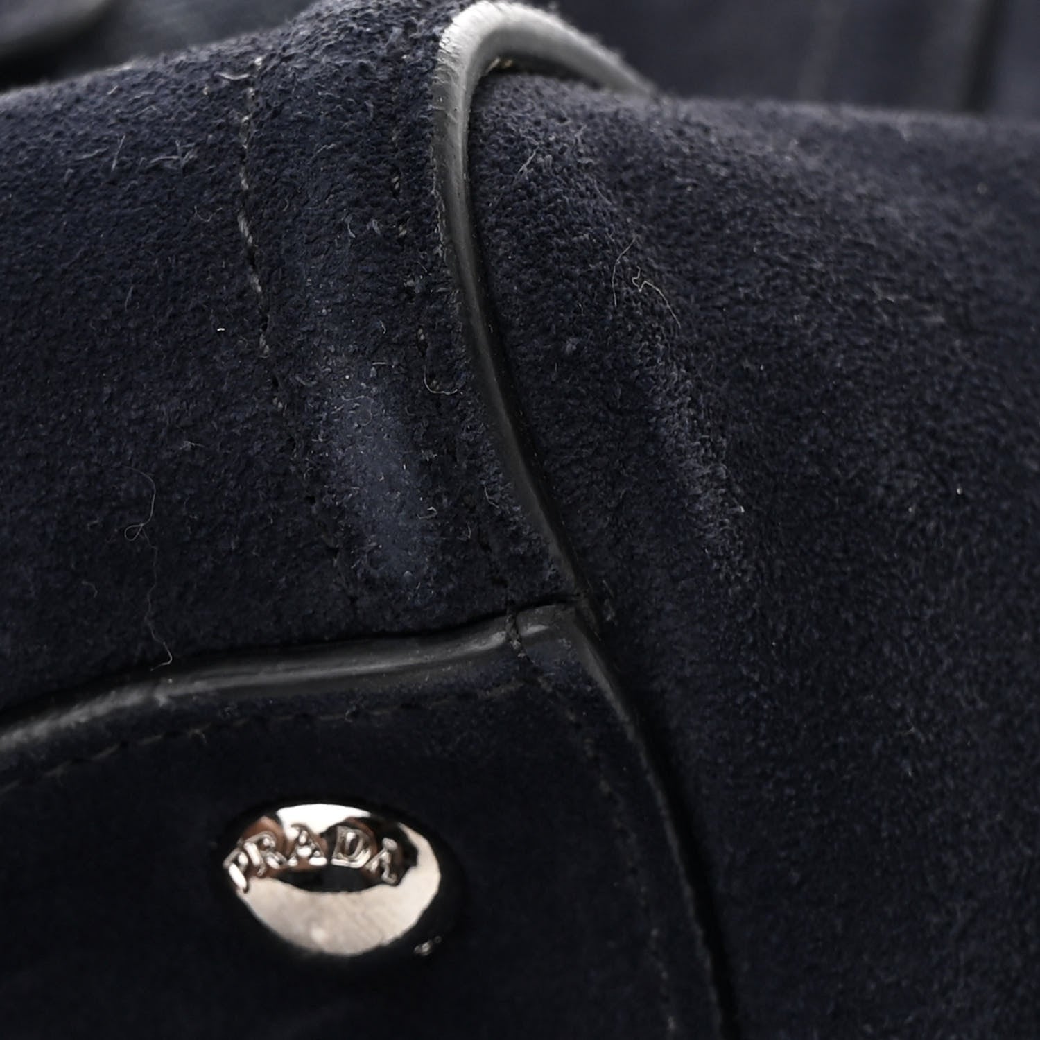 Prada Denim Suede Scamosciato Twin Pocket Tote Bleu 11 of 12