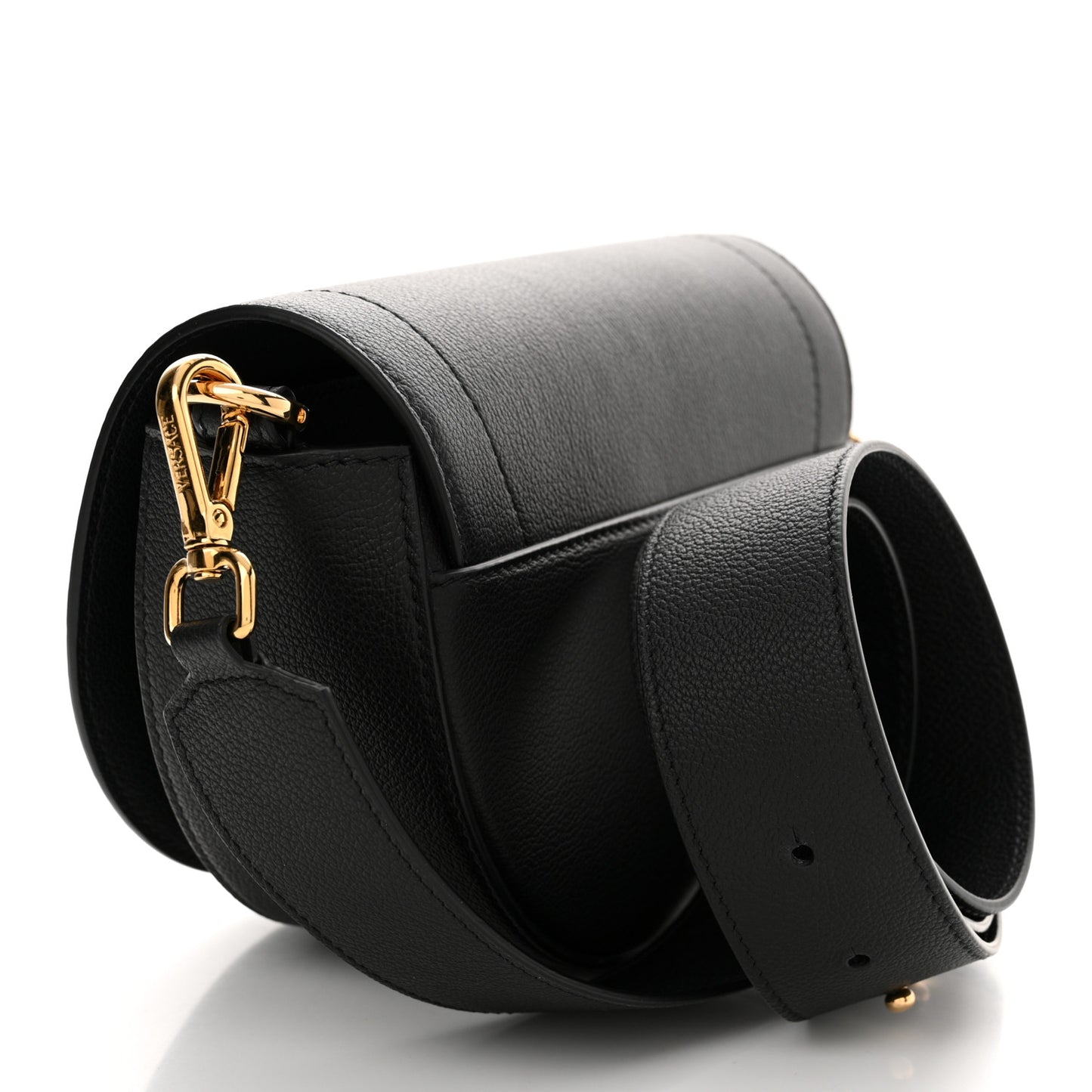 Grained Calfskin La Medusa Small Shoulder Bag Black