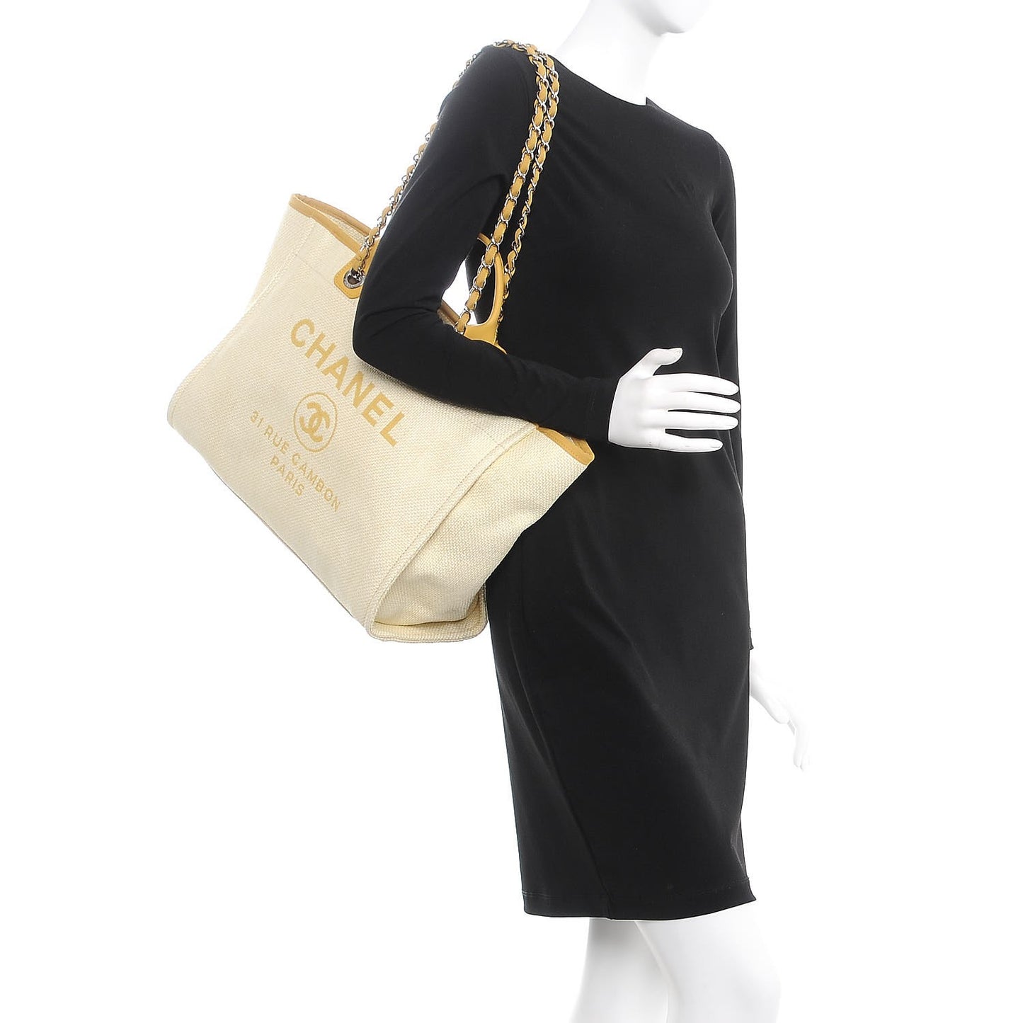 Woven Straw Raffia Large Deauville Tote Yellow