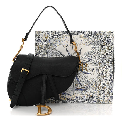 Christian Dior Grained Calfskin Saddle Bag With Strap Black 12 of 12