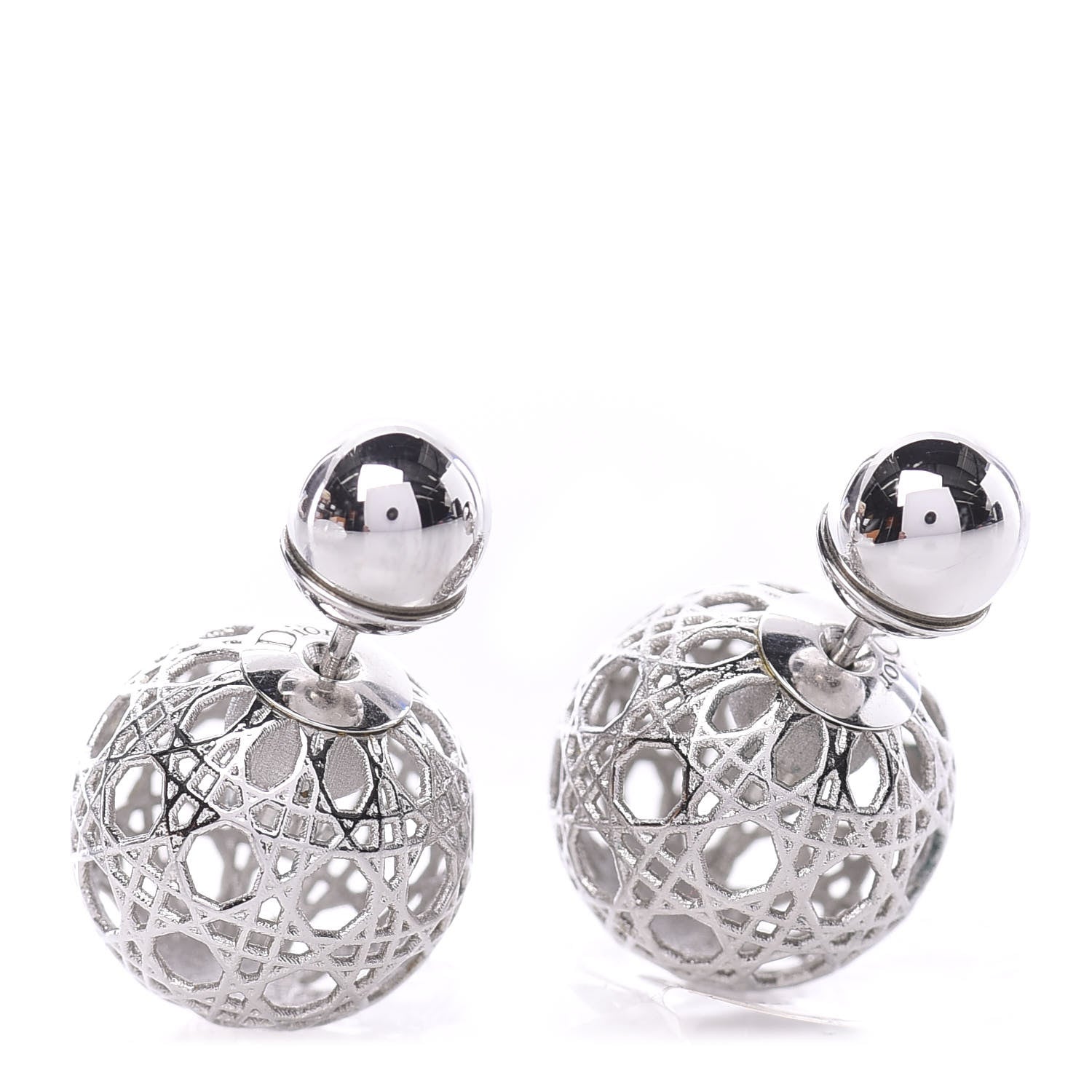 Christian Dior Cannage Mise En Dior Tribal Earrings Silver 1 of 4