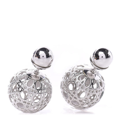Christian Dior Cannage Mise En Dior Tribal Earrings Silver 1 of 4