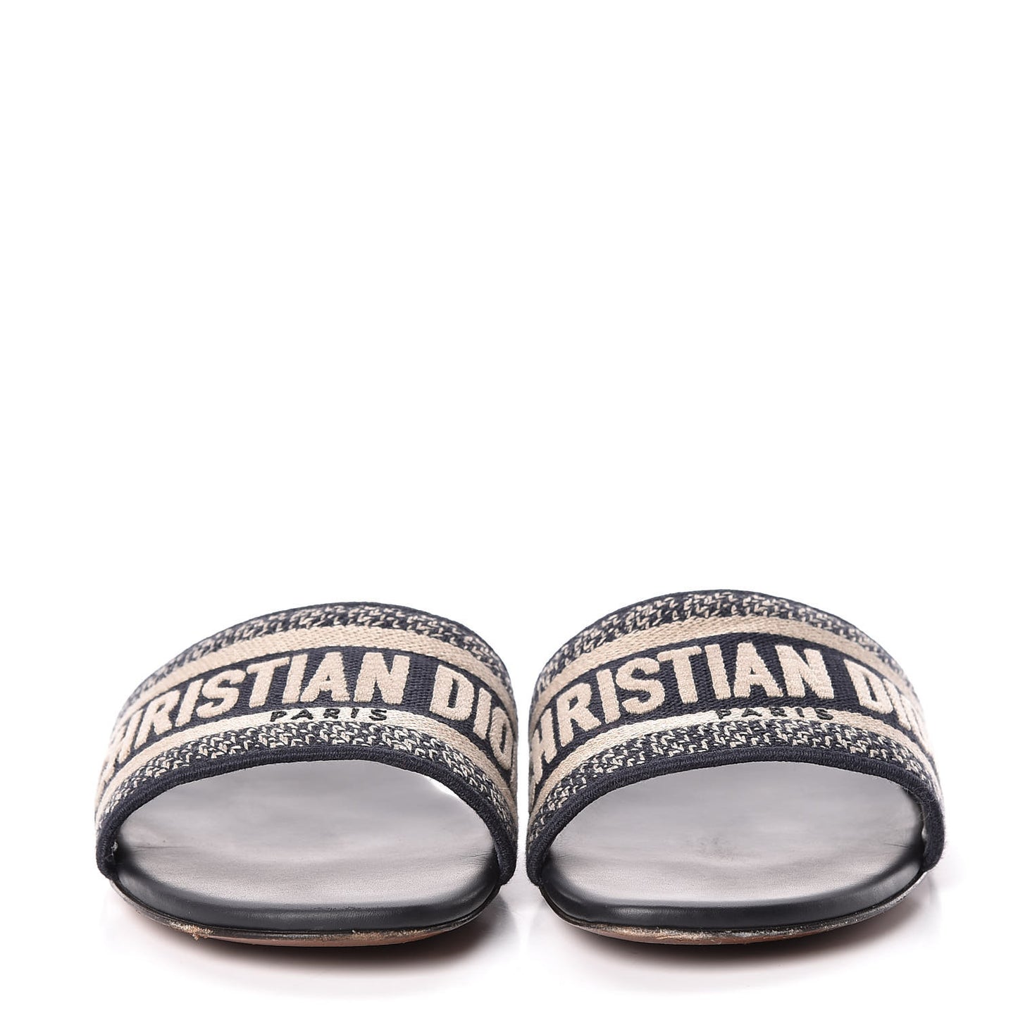 Canvas Embroidered Dway Mules Slide Sandals 38.5 Deep Blue