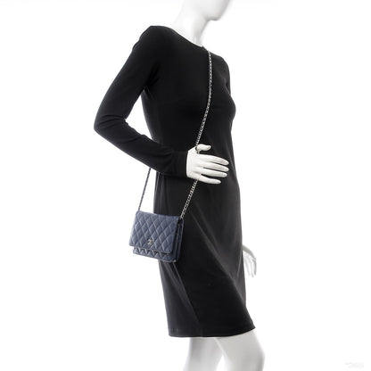 Chanel Caviar Quilted Wallet On Chain WOC Navy Blue 2 of 8