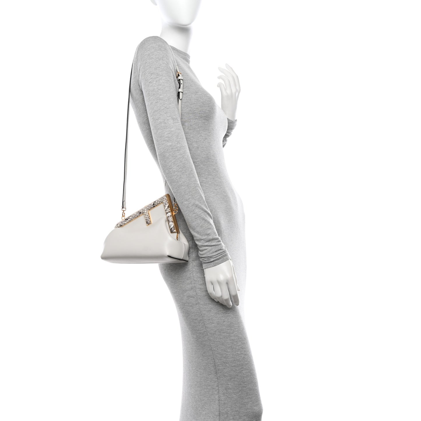 Shiny Nappa Snakeskin Small Fendi First White Roccia