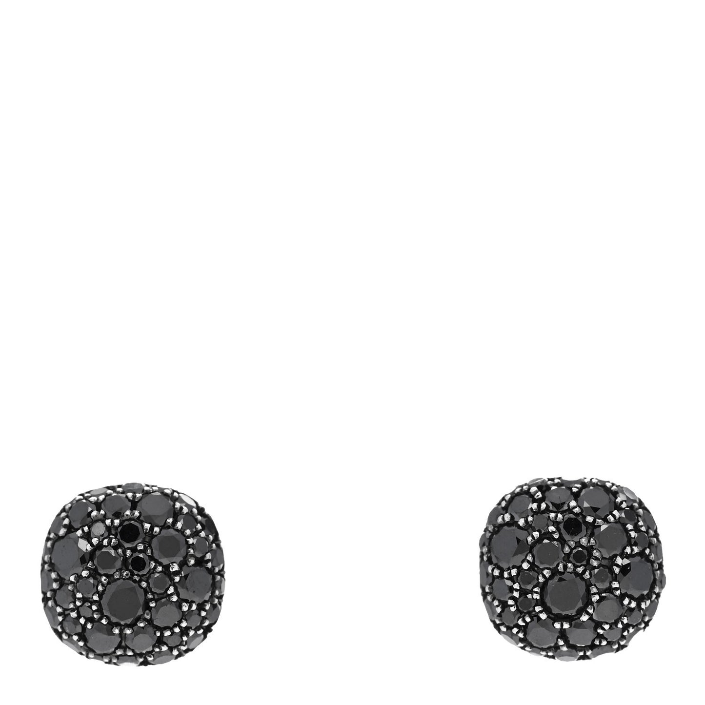 18K White Gold Black Diamond 8mm Cushion Stud Earrings