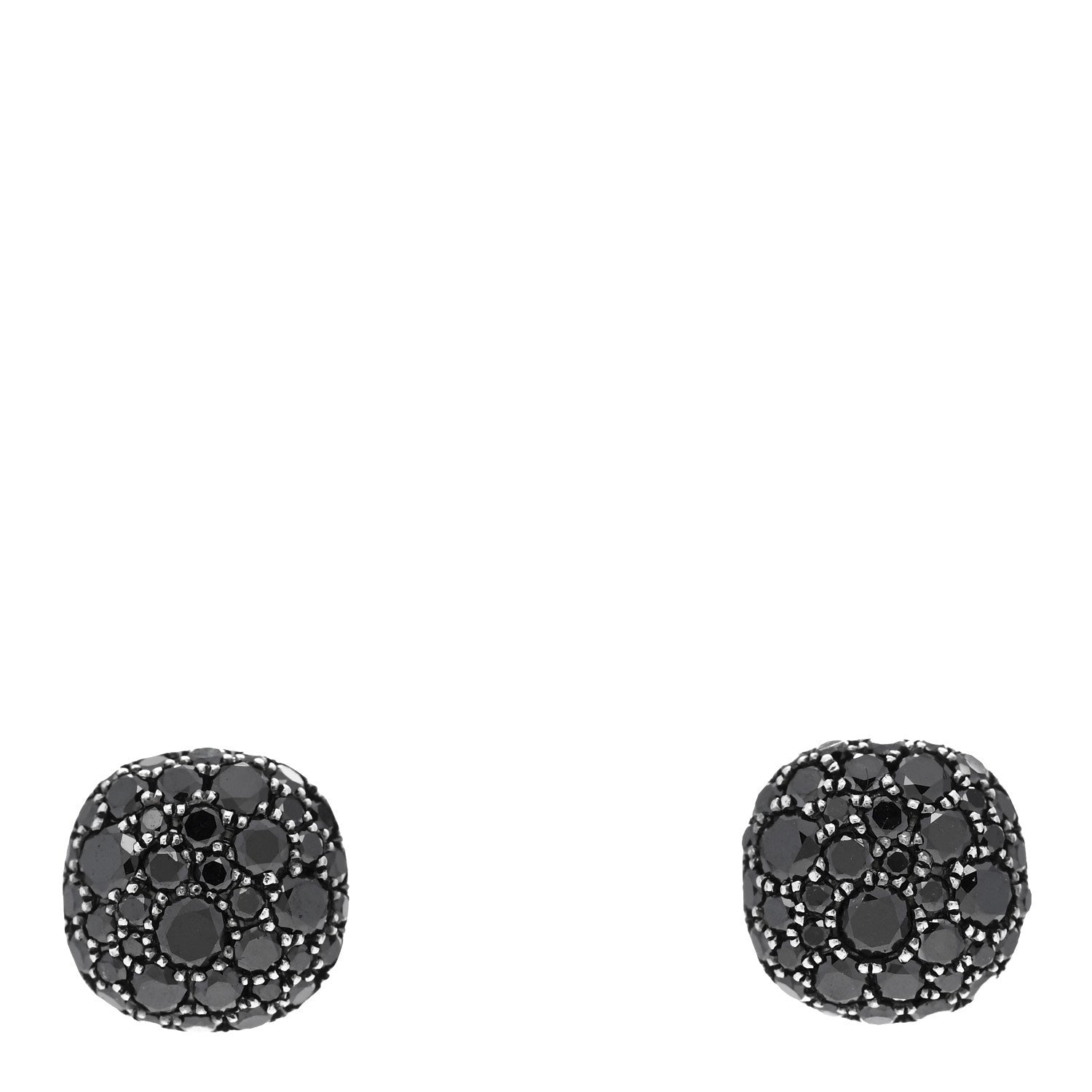David Yurman 18K White Gold Black Diamond 8mm Cushion Stud Earrings 1 of 4
