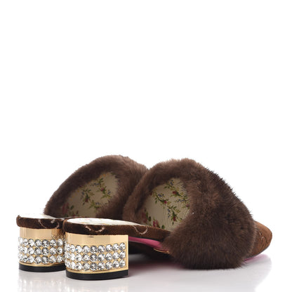 Gucci Mink Velvet GG Monogram Candy Mules 37.5 Scan Brown Brown 4 of 9