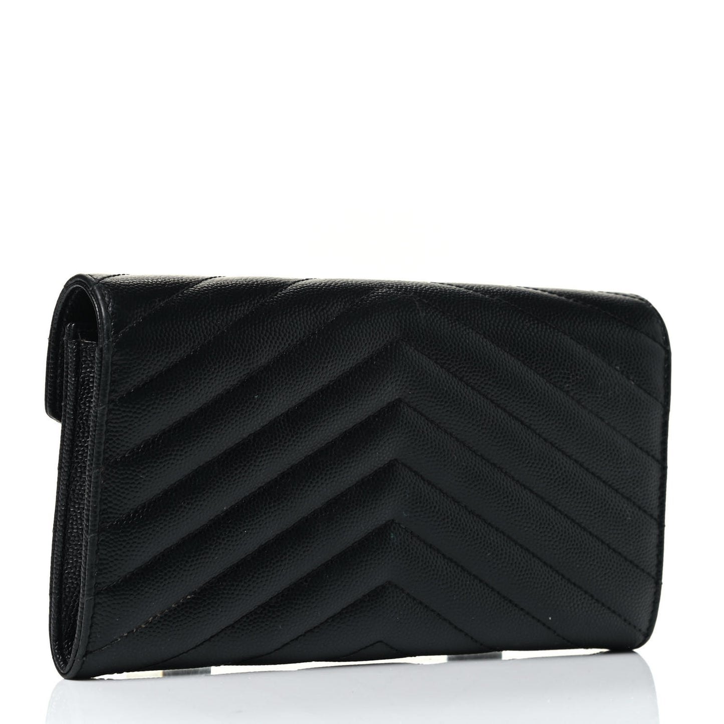 Grain De Poudre Matelasse Chevron Monogram Flap Wallet Black