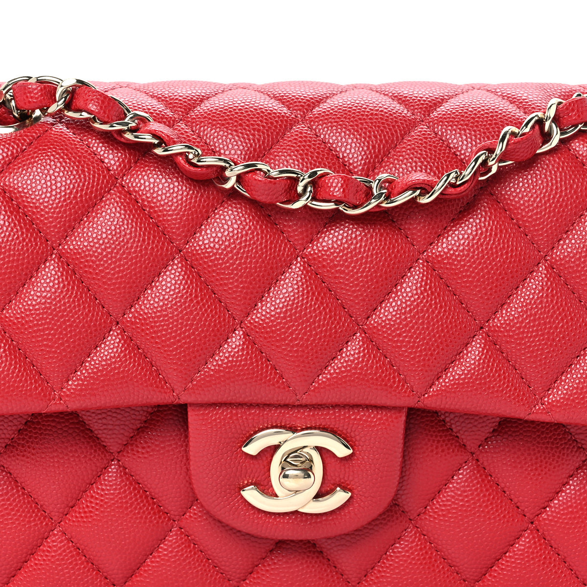 Caviar Quilted Small Double Flap Red