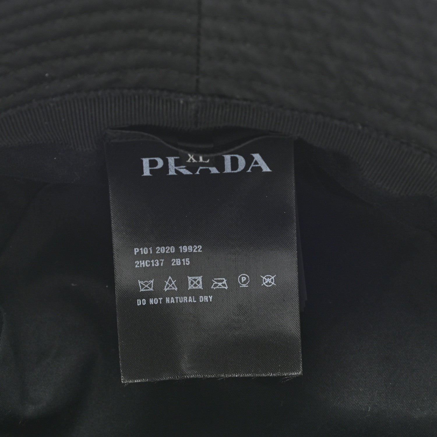 Prada Tessuto Nylon Metal Triangle Logo Mens Bucket Hat XL Black 8 of 8
