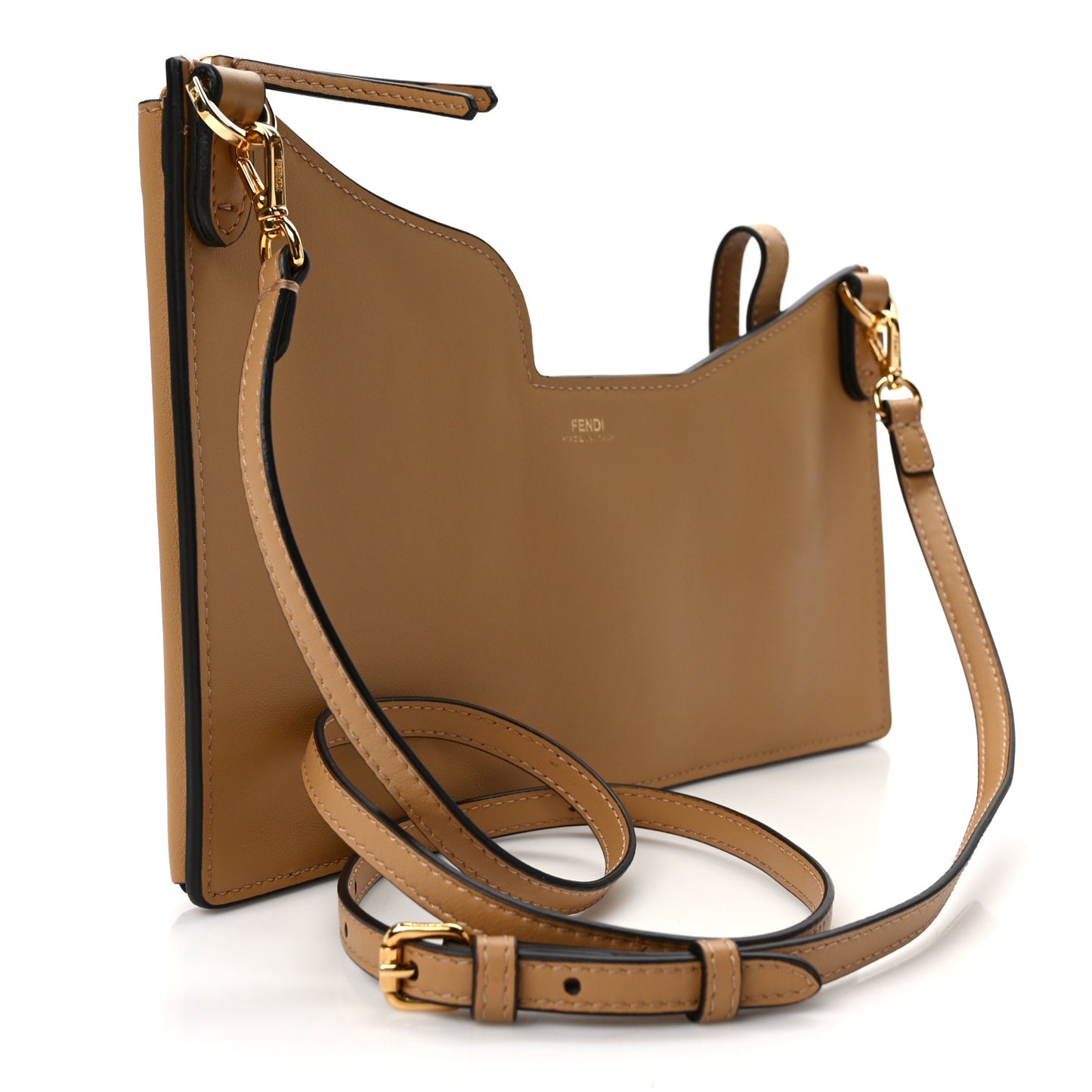 Vitello Grace Matte 3 Pocket Mini Crossbody Bag Miele Scuro