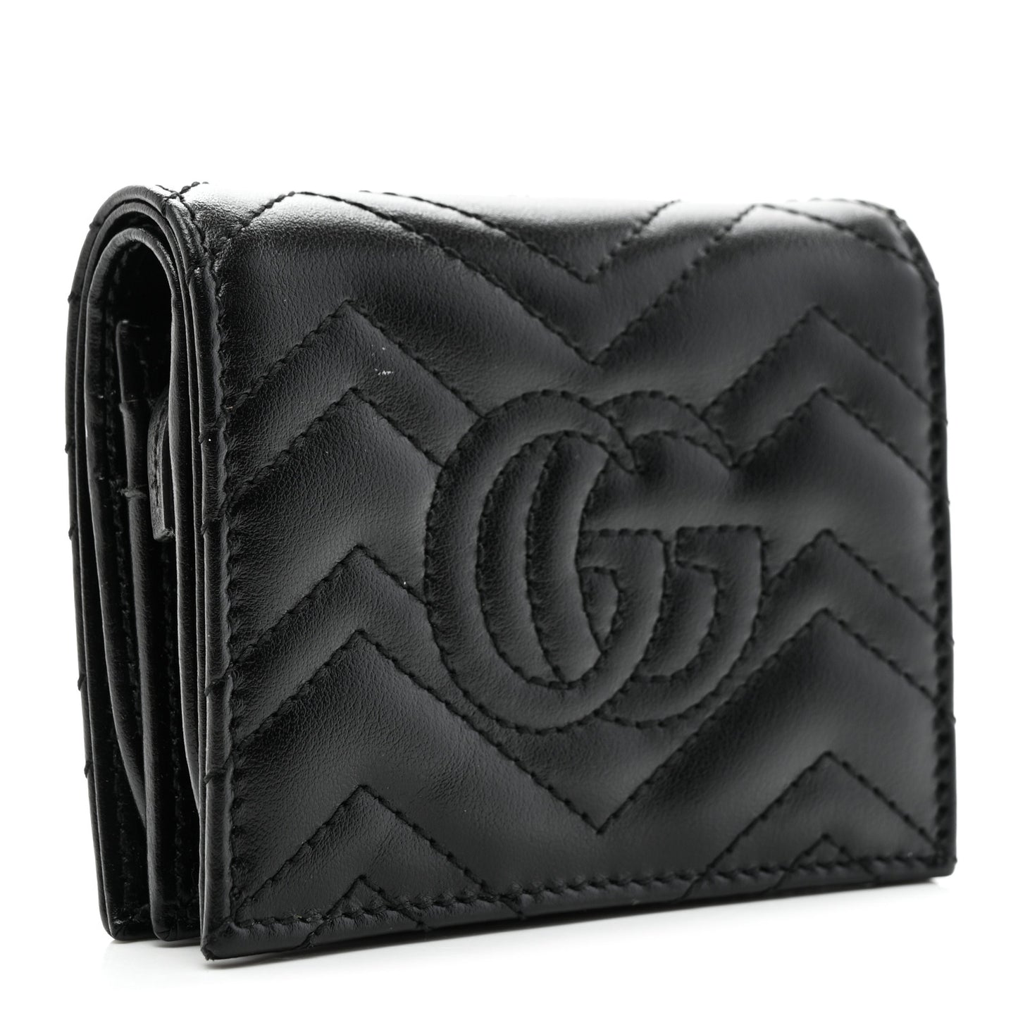 Calfskin Matelasse GG Marmont Card Case Wallet Black