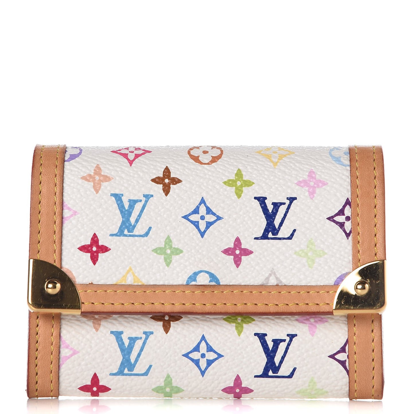 Monogram Multicolor Porte-Monnaie Plat Coin Purse White