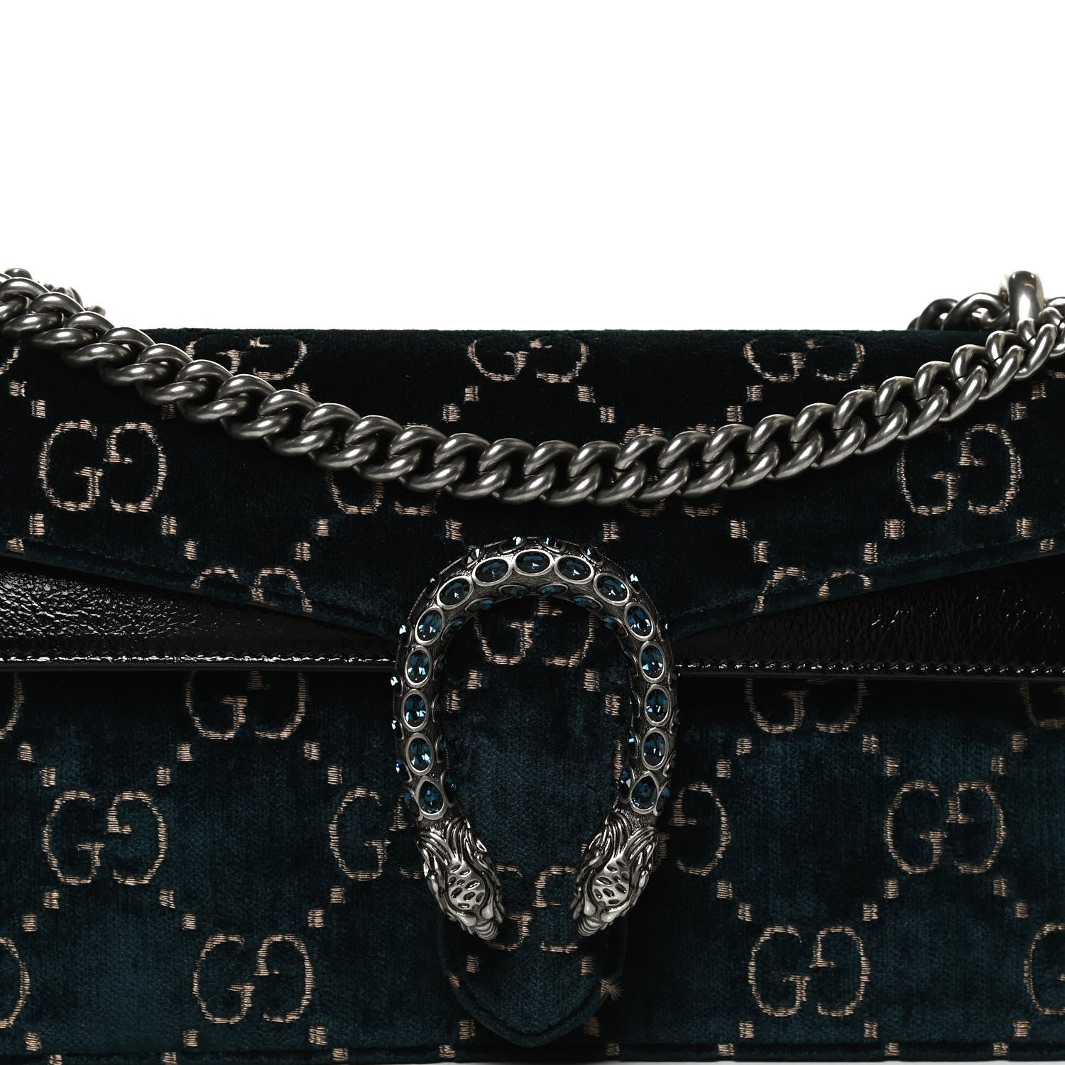 Gucci Velvet Skipper Crystal GG Monogram Small Dionysus Shoulder Bag Blue Beige Black 9 of 11