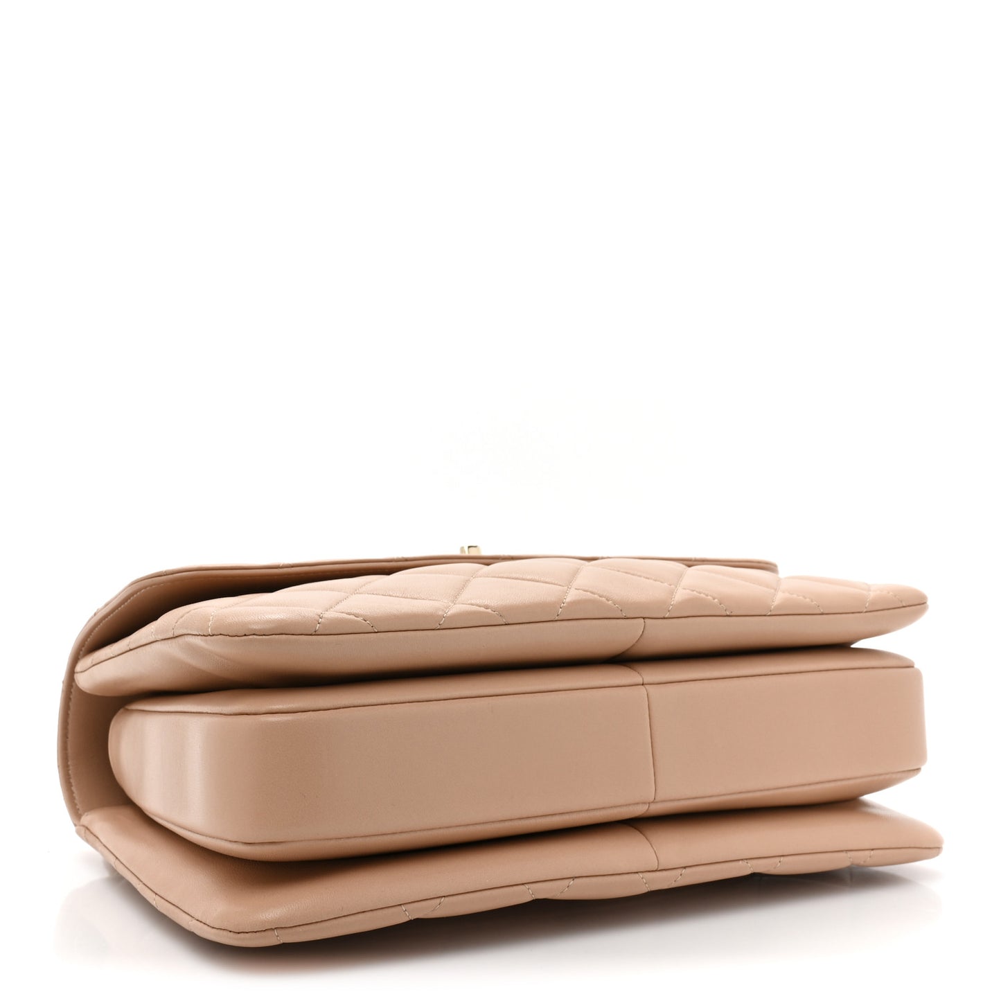 Lambskin Quilted Medium Trendy CC Flap Dual Handle Bag Beige