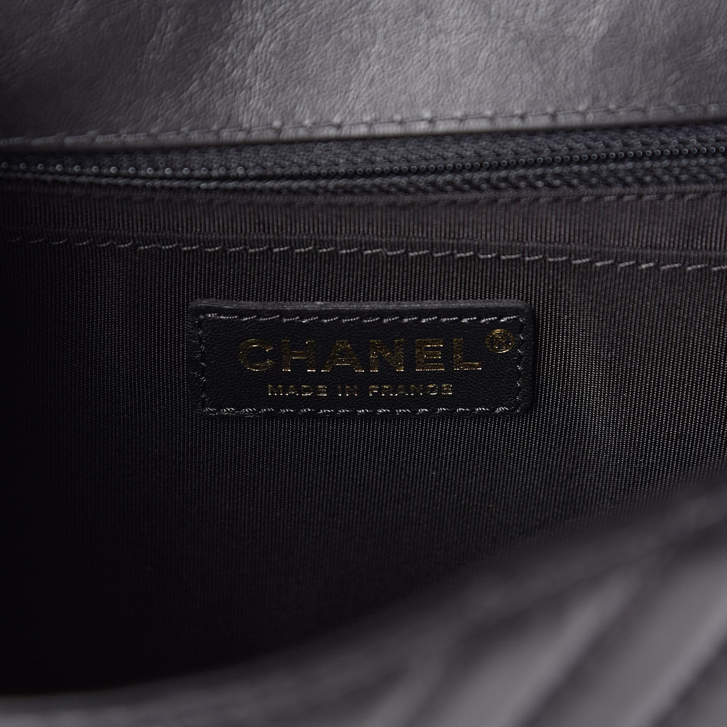 Calfskin Chevron Quilted Top Handle Flap Black