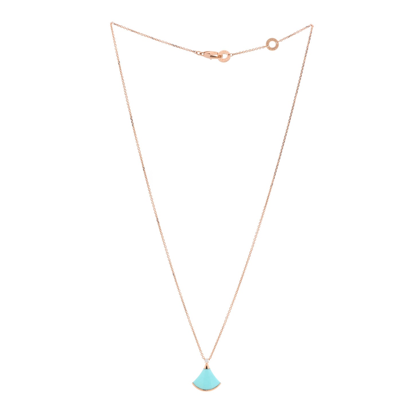 18K Rose Gold Diamond Turquoise Divas' Dream Pendant Necklace