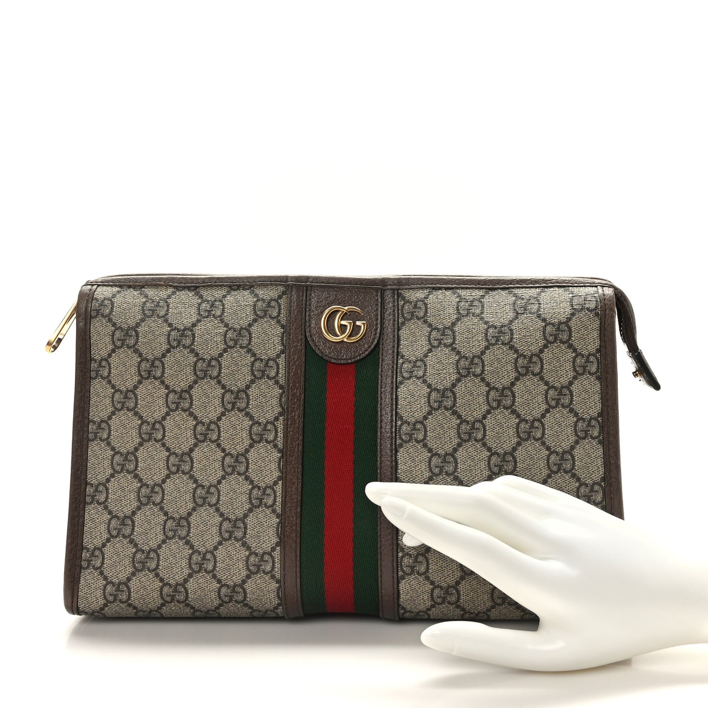 GG Supreme Monogram Web Ophidia GG Toiletry Case Beige New Acero