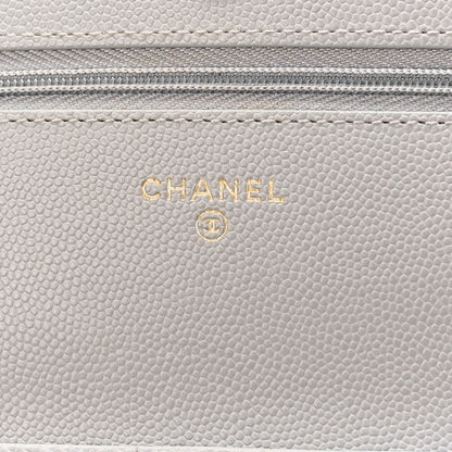 Chanel Caviar Quilted Textured CC Wallet on Chain WOC Grey 6 of 10