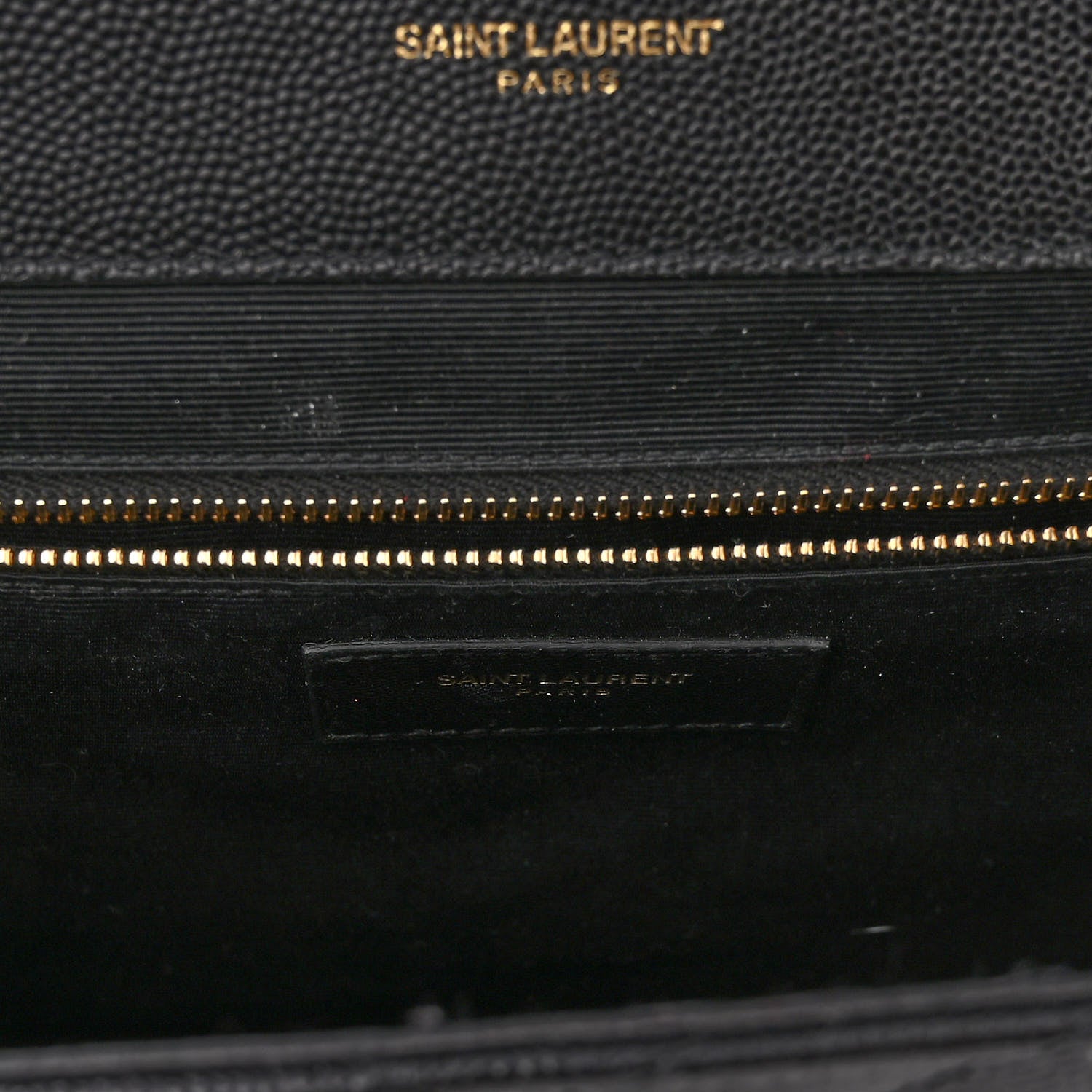 Saint Laurent Grain De Poudre Matelasse Chevron Large Monogram Satchel Black 6 of 10