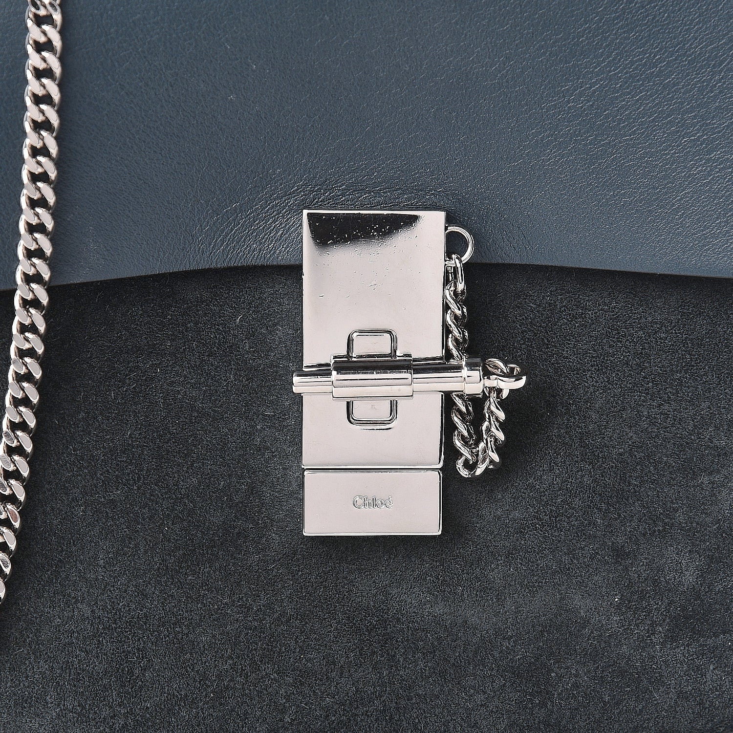 Chloe Suede Smooth Calfskin Mini Drew Shoulder Bag Cloudy Blue 11 of 11