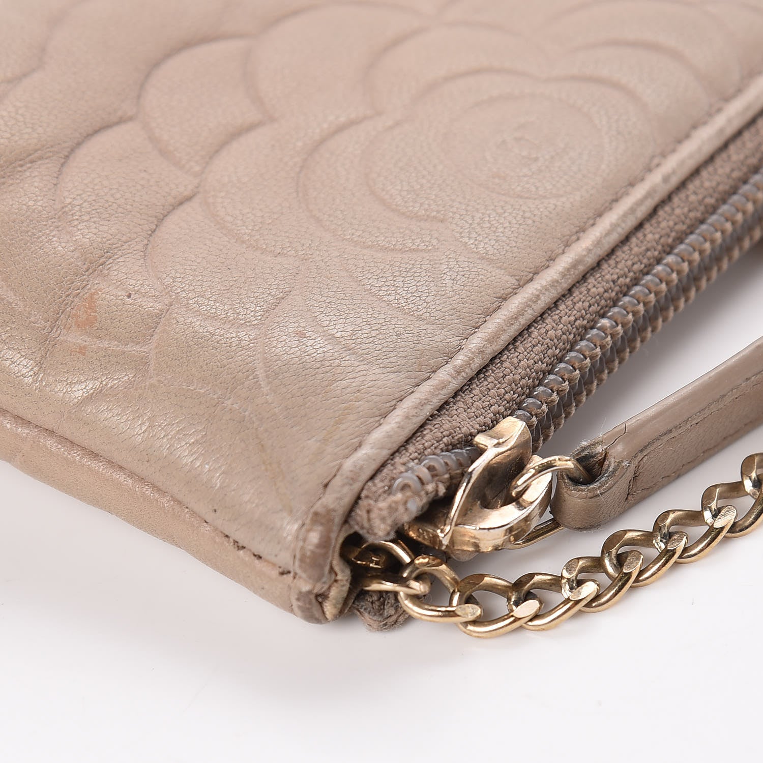 Chanel Lambskin Camellia Embossed Key Holder Case Beige 10 of 11