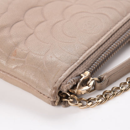 Chanel Lambskin Camellia Embossed Key Holder Case Beige 10 of 11