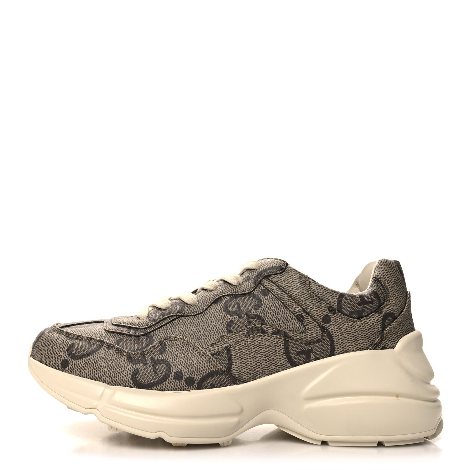 Gucci Maxi GG Supreme Monogram Gucci 100 Womens Rhyton Sneakers 37 Beige Ebony 1 of 9