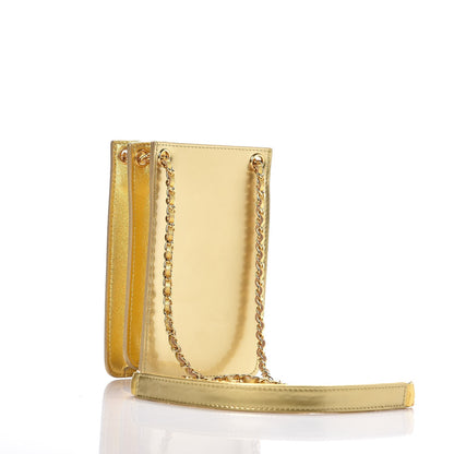 Chanel Metallic Patent Crossbody CC Phone Holder Gold 3 of 7