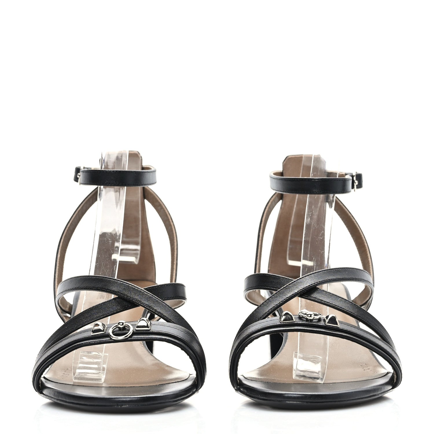 Hermes Calfskin Anthinea Sandals 38.5 Black 1 of 8
