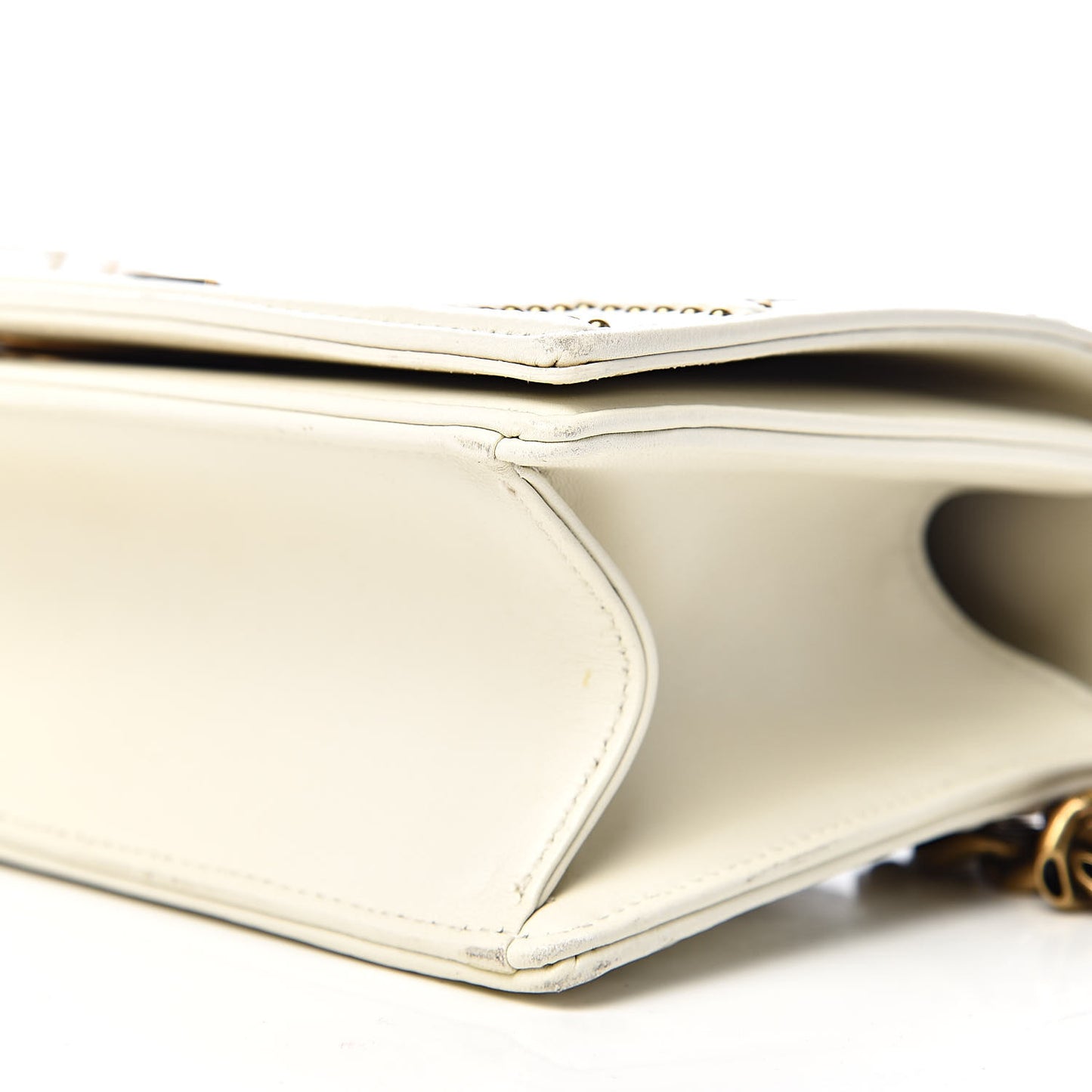 Lambskin Studded Small Diorama Flap Bag Off White