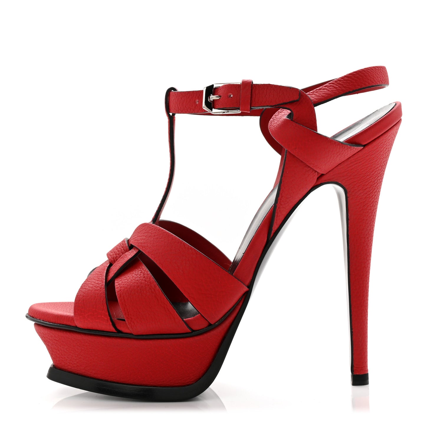 Grained Calfskin Tribute 105 Platform Sandals 36 New Red