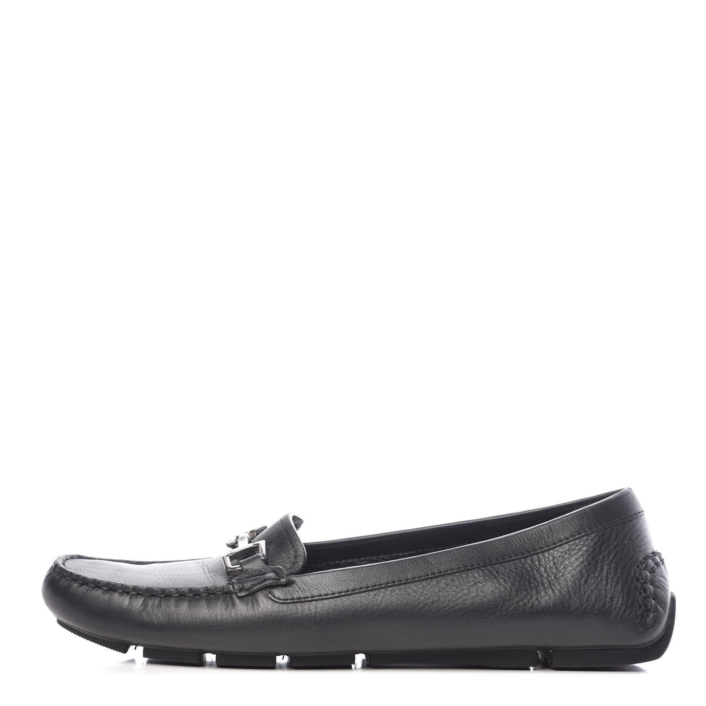 Calfskin Womens Driver Loafers 38 Black